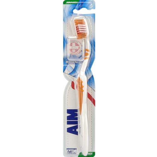 Aim Professional 99% Soft Toothbrush Πορτοκαλί Χειροκίνητη Οδοντόβουρτσα με Μαλακές Ίνες για Έως 99% Απομάκρυνση Υπολειμμάτων 1 Τεμάχιο